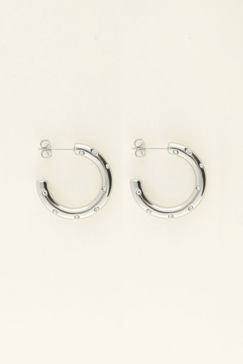 Universe hoop earrings with rhinestones