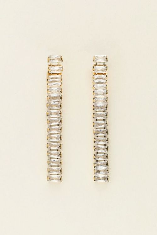 Universe party earrings with square rhinestones | My Jewellery