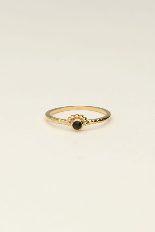 Universe ring with small black rhinestone | My Jewellery