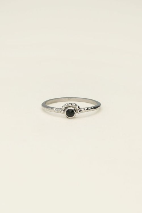Universe ring with small black rhinestone | My Jewellery