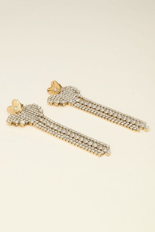 Universe statement earrings heart with rhinestones