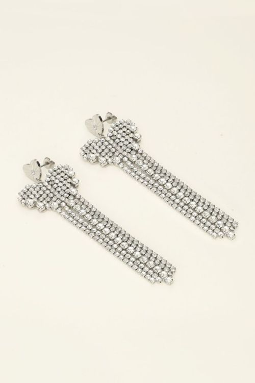 Universe statement earrings heart with rhinestones | My Jewellery