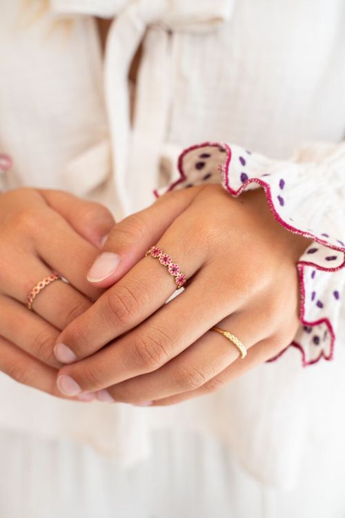 Vintage ring with pink & red flowers | My Jewellery