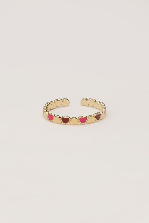 Vintage ring with pink & red hearts
