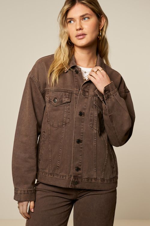 Brown washed denim jacket | My Jewellery