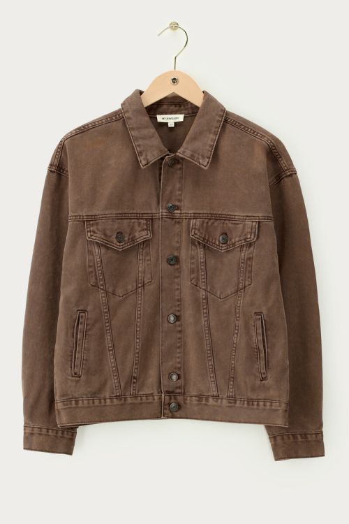 Brown washed denim jacket | My Jewellery