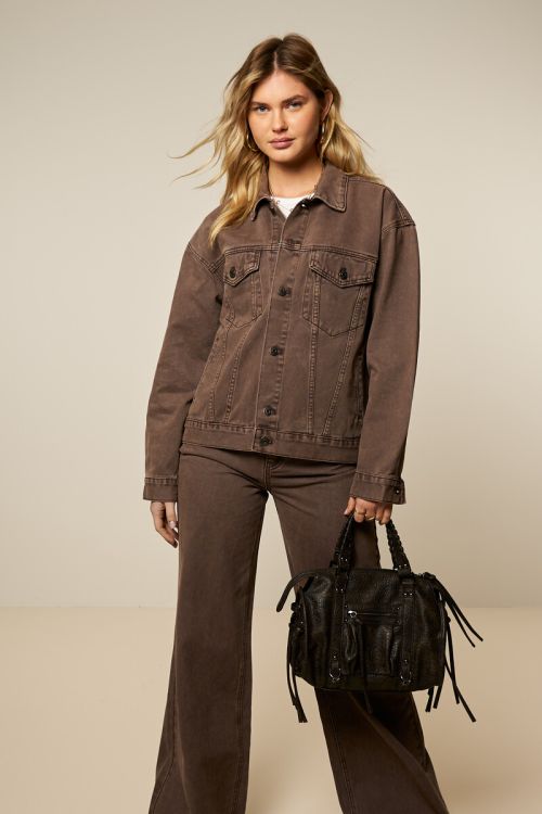 Brown washed denim jacket | My Jewellery