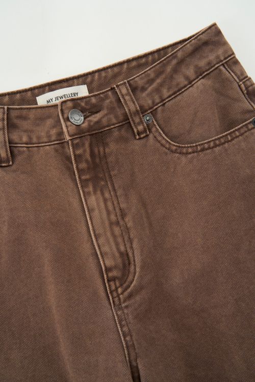 Brown washed wide leg jeans | My Jewellery