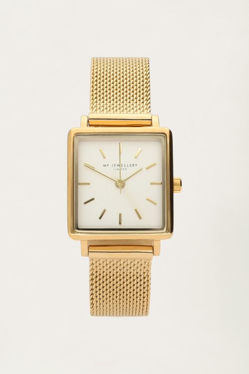 Watch white square dial