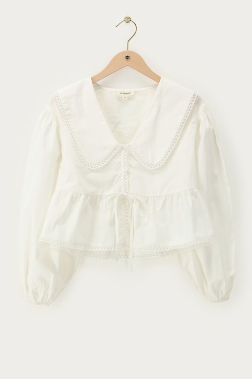 White blouse with peplum & bow | My Jewellery