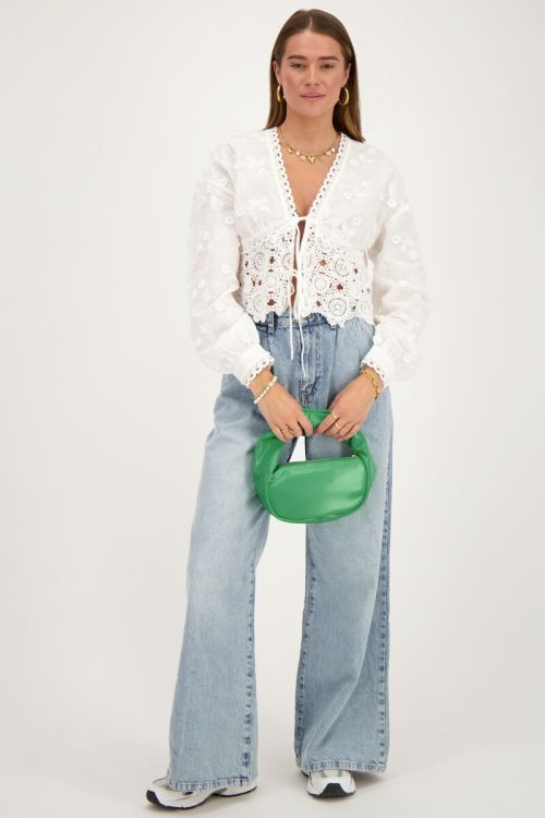 White embroidered bow top with crochet | My Jewellery