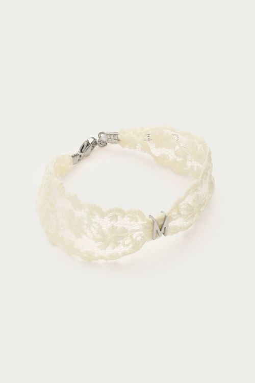 White bracelet with lace and initial | My Jewellery