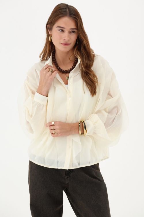 White chiffon blouse with ruffles | My Jewellery