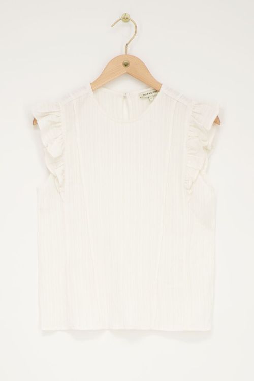 White crinkle top with ruffle | My Jewellery