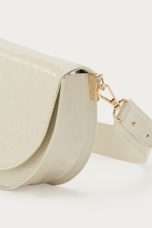 White half round shoulderbag with crocodile print | My Jewellery
