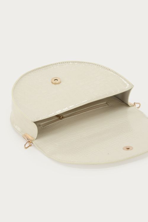 White half round shoulderbag with crocodile print | My Jewellery