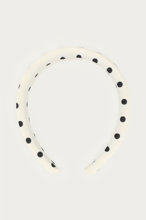 Witte haarband met zwarte polkadot