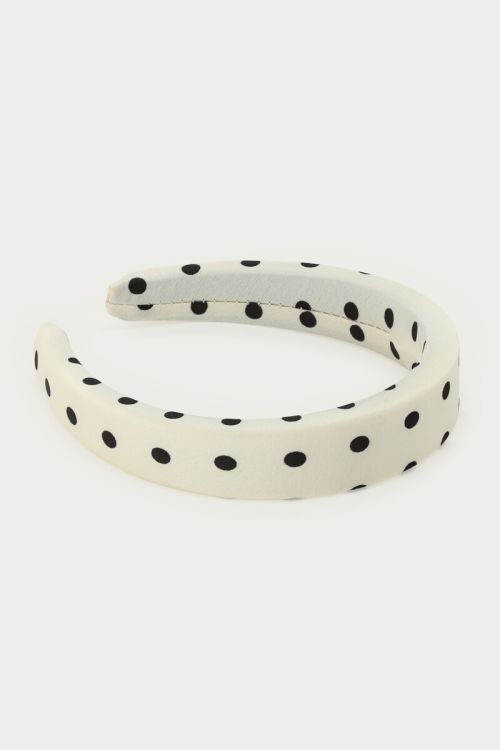 Witte haarband met zwarte polkadot