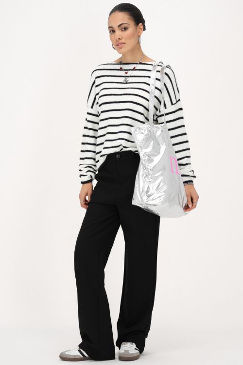 White sweater with black stripes | My Jewellery