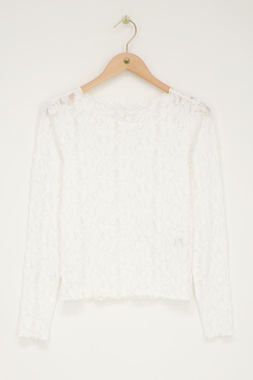 White lace top with boat neckline | My Jewellery