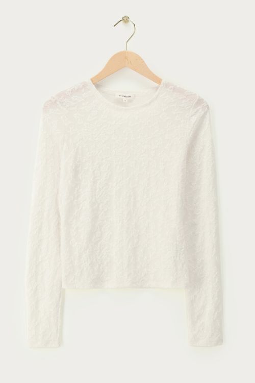 White lace top with round neckline | My Jewellery