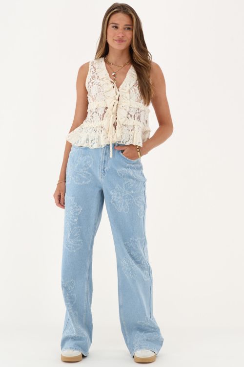 White lace top with ruffles and bows | My Jewellery