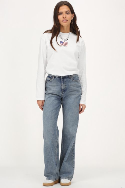White long sleeve T-shirt with American flag | My Jewellery
