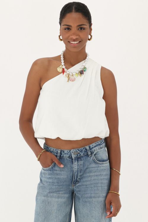 White one-shoulder top draped | My Jewellery