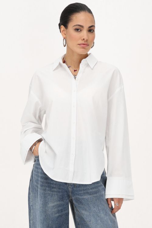 White oversized blouse with double cuff | My Jewellery