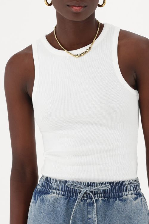 White rib tank top