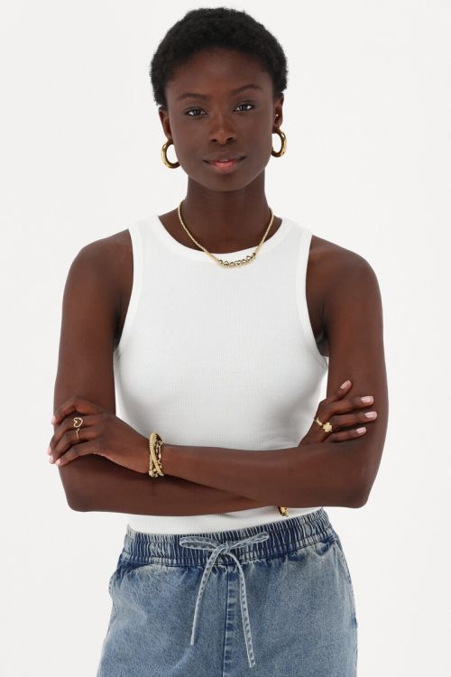 White rib tank top