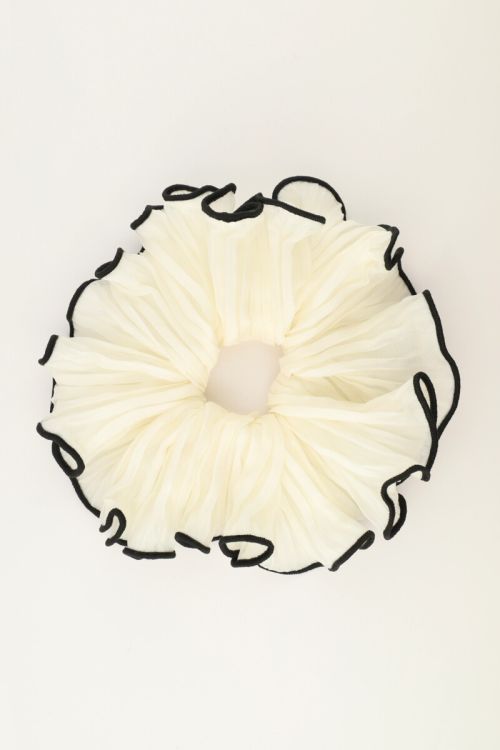 White scrunchie with black trim | My Jewellery