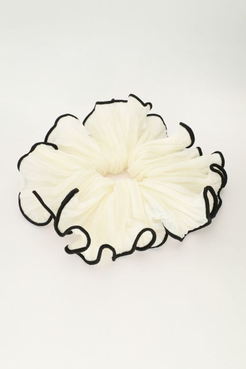 White scrunchie with black trim | My Jewellery