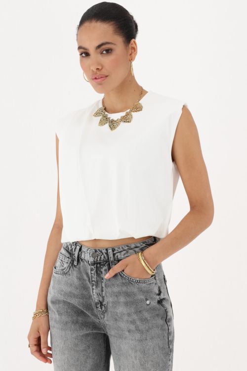 White sleeveless cropped top | My Jewellery