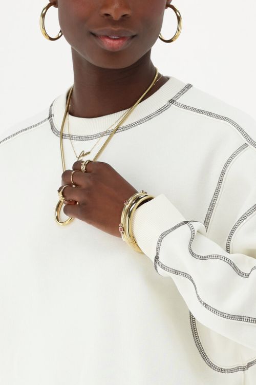 White sweatshirt with contrast stitching | My Jewellery