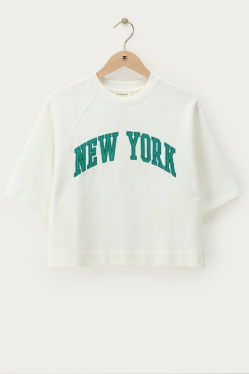 Witte sweater met korte mouwen "New York"
