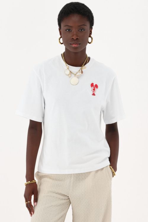 White T-shirt with a lobster detail | My Jewellery