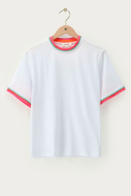 White T-shirt with coloured collar | My Jewellery