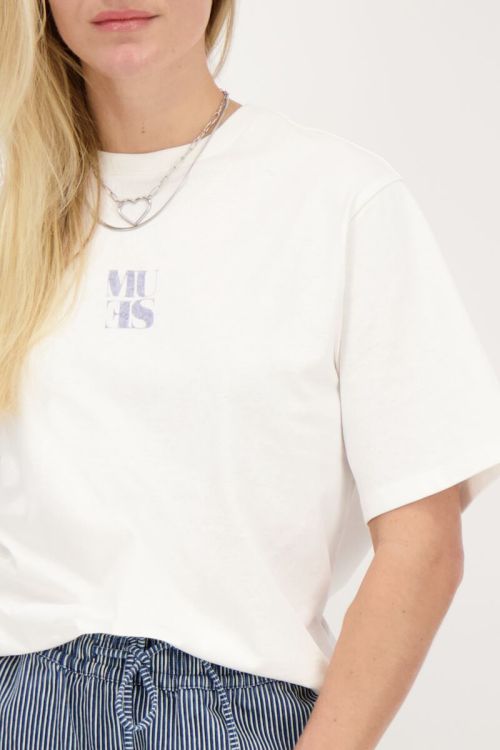 White t-shirt with purple Muse | My Jewellery