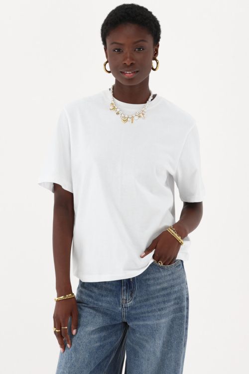 White T-shirt with ruffle | My Jewellery