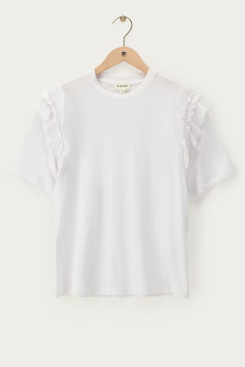 White T-shirt with ruffles