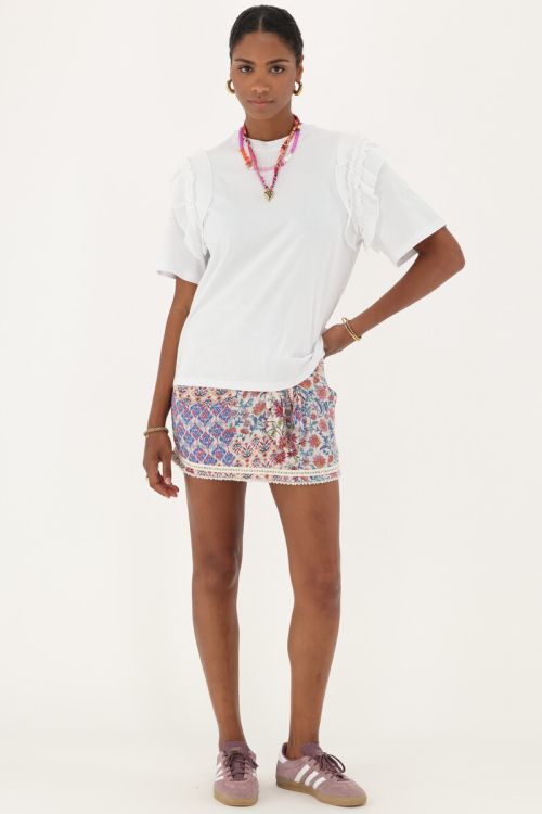 White T-shirt with ruffles | My Jewellery