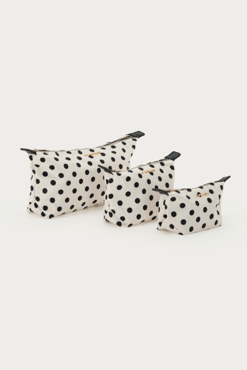 White toiletry bag set with polka dot | My Jewellery