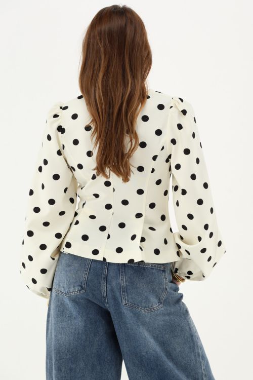White top with black polka dot and zipper closure | My Jewellery