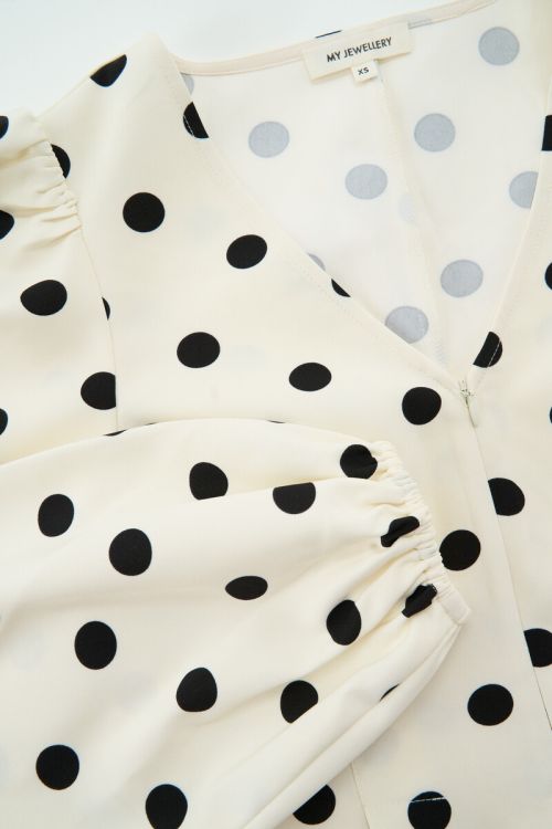 White top with black polka dot and zipper closure | My Jewellery