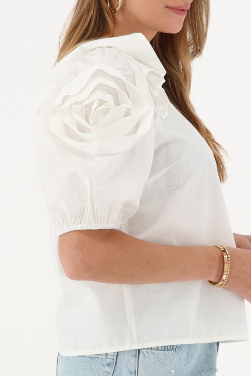 White top with flowers on sleeves | My Jewellery