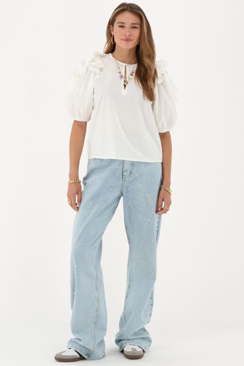 White top with flowers on sleeves | My Jewellery