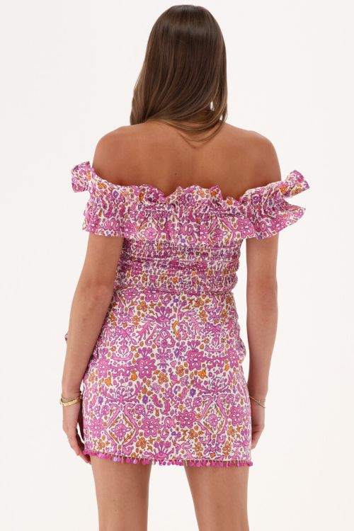 White top with pink &amp; orange bohemian print | My Jewellery