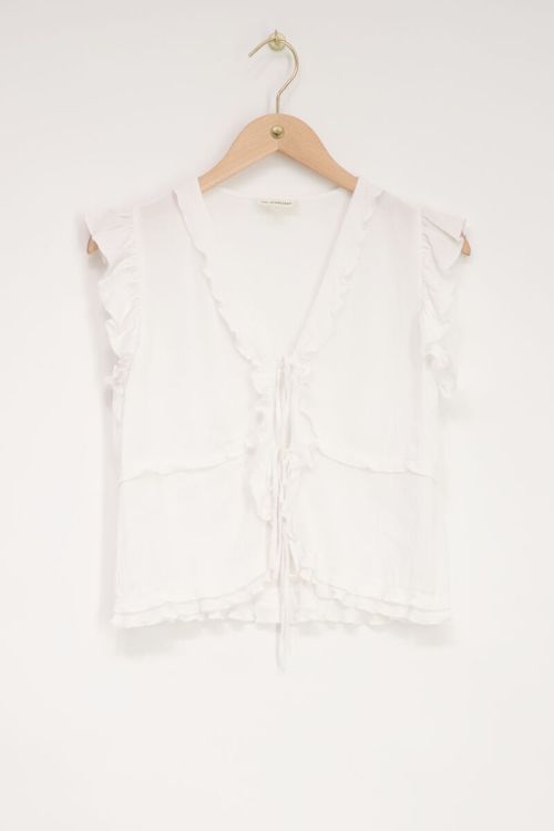White top with ruffles & cords | My Jewellery