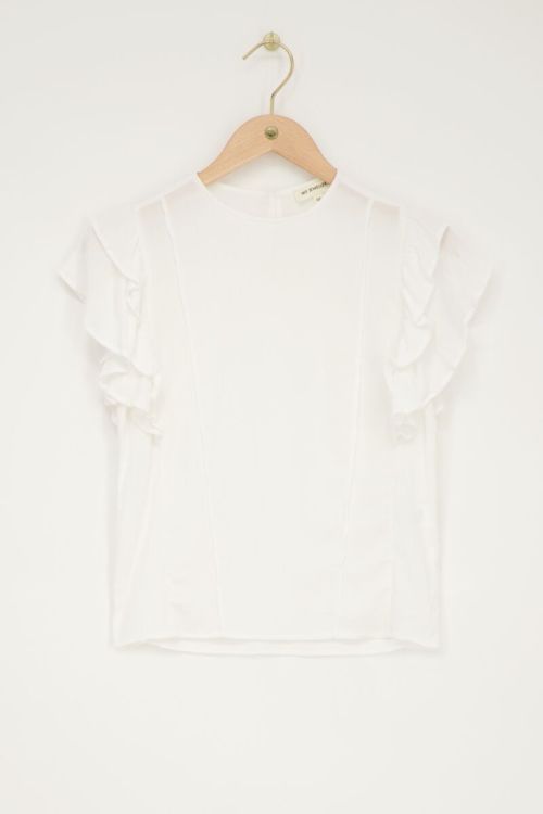 White top with ruffles and pintuck